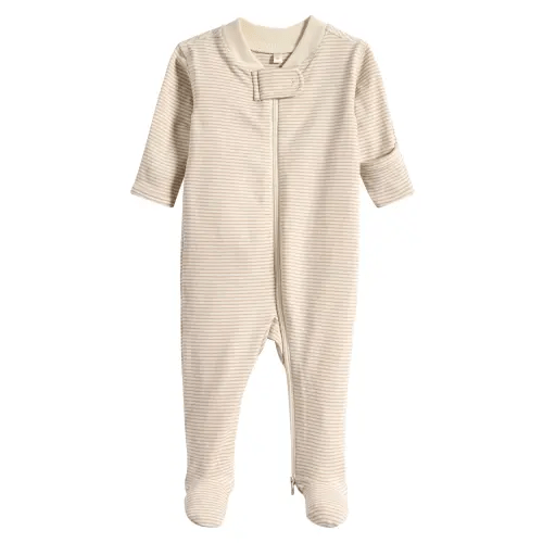Stripe Zip Footie 6-12M