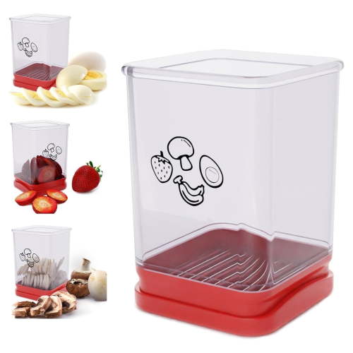 Fruit Slicer Cup | Strawberry Slicer | Stainless Steel Strawberry & Vegetable Slicer with Push Plate - Quickly Makes Fruit & Veggie Salad - Must Have Kitchen Gadget