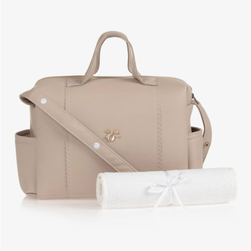 Uzturre - Beige Faux Leather Changing Bag (41cm) | Childrensalon