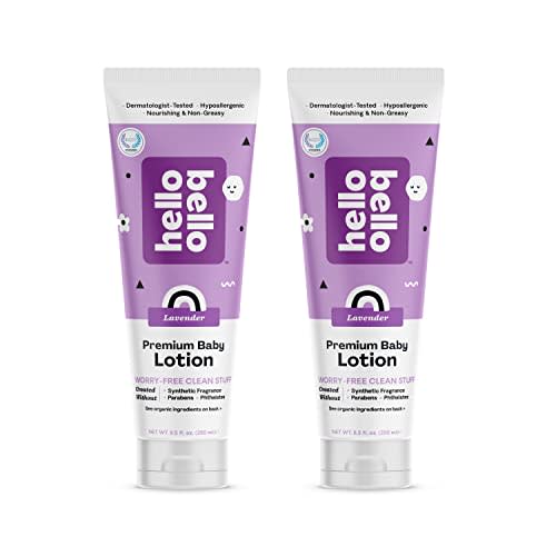 Hello Bello Premium Baby Lotion I Vegan and Cruelty Free Moisturizing, Non-Greasy Lotion for Babies and Kids I Soft Lavender Scent I 17 FL Oz (2 Packs of 8.5oz)