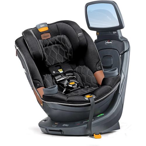 Chicco Fit360 Zip ClearTex Rotating Convertible Car Seat with Fit360 Mirror, 360 Degree Rotation for Rear-Facing and Forward-Facing Usage | Jet/Black