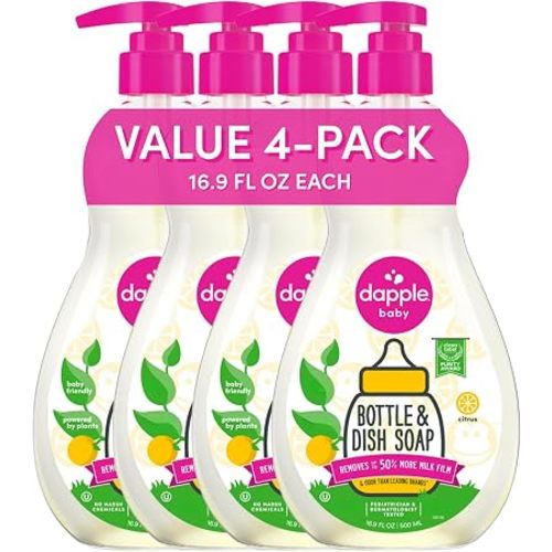 Dapple Baby - Fresh Citrus Bottle & Dish Soap - 16.9 fl oz (4 Pack)