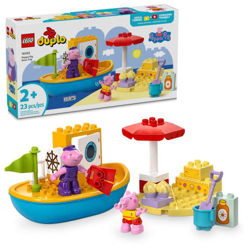 LEGO DUPLO Peppa Pig Boat Trip Bath Toy, Learning Set for Preschool Kids with 2 Peppa Pig Figures, Water Toy Gift Idea for Toddlers, 10432