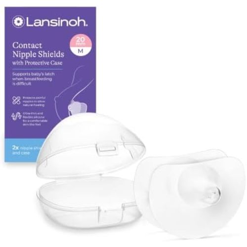 Lansinoh Contact Nipple Shields for Nursing Mothers, with Case, 2 Count