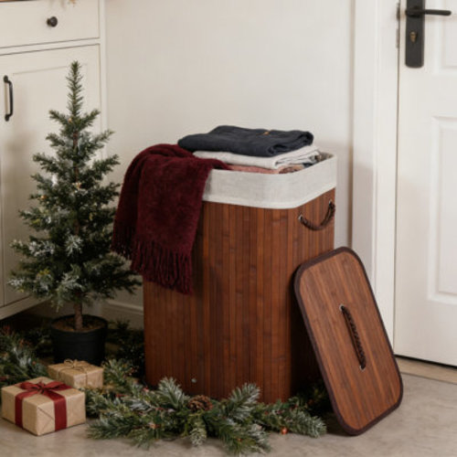 Natural Bamboo Laundry Hamper With Lid & Handles, Removable Liner, Ideal For Bathroom, Bedroom, Laundry Room | Wayfair