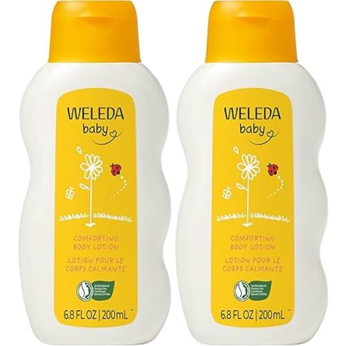 Weleda Baby Calendula Comforting Body Lotion, Plant Rich Moisturizer with Calendula, Chamomile, Sweet Almond and Sesame Oils, 6.8 Fl Oz (Pack of 2)