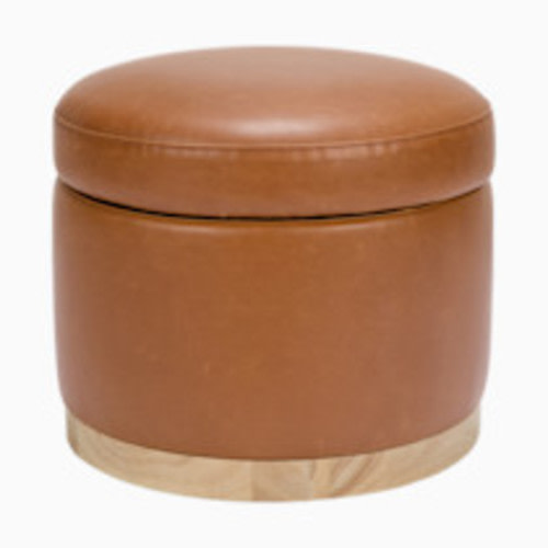 babyletto Naka Storage Ottoman - Pu Tan Leather/Light Base