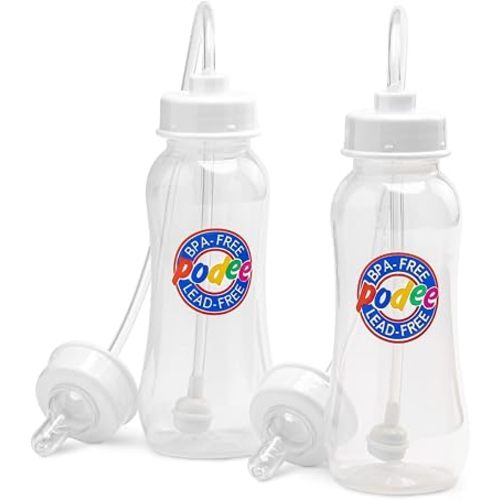 Hands-Free Baby Bottle - Anti-Colic Nursing System 9 oz Baby Bottle with Fast Flow Nipple/Teat 3m+ with Tube Straw Feeding System for Toddler (2 Bottles - Classic)