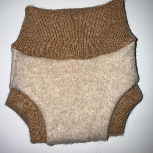 XS Preemie - 3M 5-10 lbs Repurposed Wool Diaper Cover with Felted Liner  - Ivory Cream