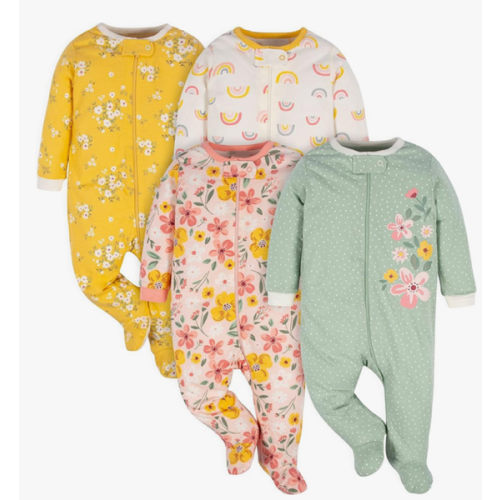 Gerber Baby-Girls 4 Pack Sleep 'N Play Footie
