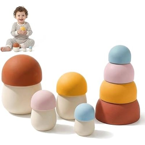 ibwaae Silicone Nesting Dolls for Kids Easter Toys 2-in-1 Russian Nesting Dolls & Stacking Toy Montessori Educational Bath Toys Toddler Gifts