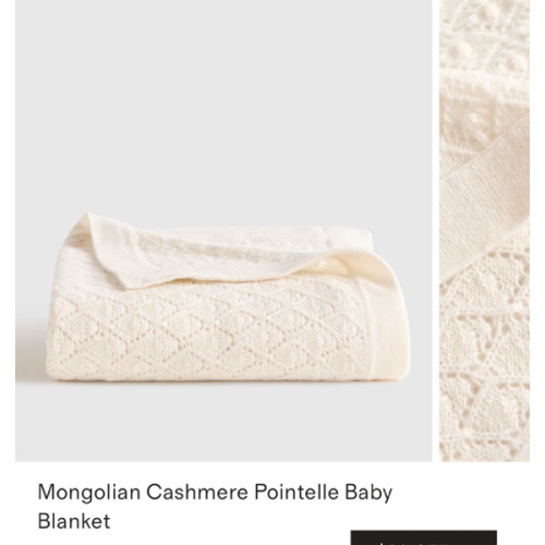 Washable Cashmere Pointelle Baby Blanket in Oatmeal