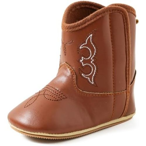 Jastore Western Boots Cowboy Bootie Soft Sole Non-Slip Crib Shoes for Baby Infant Toddler Girls Boys Newborn