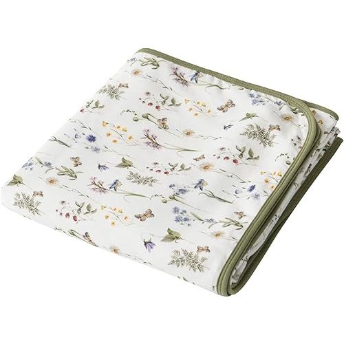 Little Jump Boho Vintage Floral Muslin Blanket Baby Quilt - Silky Soft and Breathable Crib Blanket for Daycare - Large 47" x 47" - 2 Layers Toddler Summer Blankets for Girls (Wildflower and butterfly)