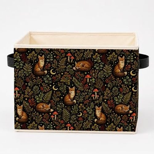 Cottagecore Fox Mushroom Storage Bins with Handles