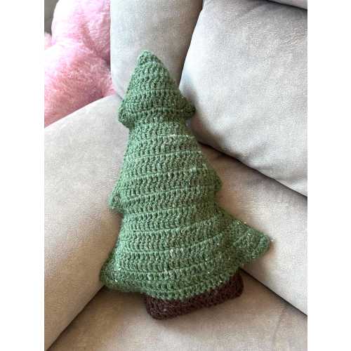 Crochet Christmas tree shaped cuddle cushion