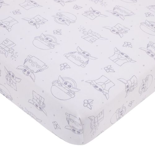 NoJo Star Wars Grogu Cutest in the Galaxy Cream and White Nursery Fitted Crib Sheet