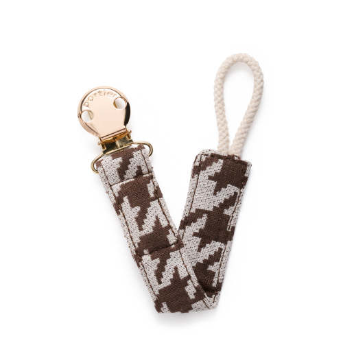 Petite Pacifier Clip - Cocoa Houndstooth – Portier Australia Pty Ltd