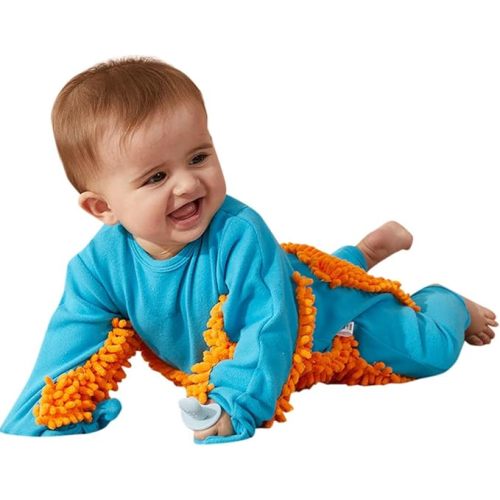 Newborn Baby Boys Girls Long Sleeve Jumpsuit Outerwear Funny Crawling Baby Mop Romper 0-18 Months