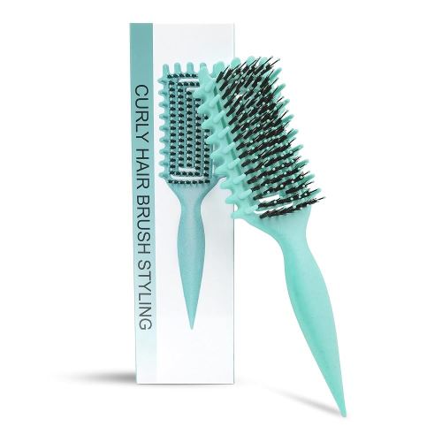 Curly Hair Brush Defining, Vented Curl Defining Brush for Effortlessly Detangling Shaping and Styling Women's Men's Curls on All Wet or Dry Hair Types, Reduces Frizz (Green)