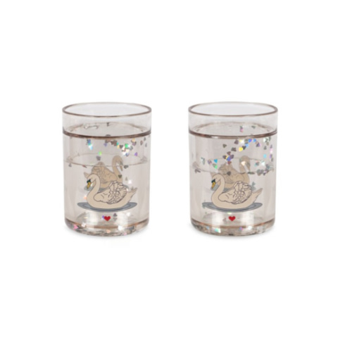 Pack 2 Glasses Glitter swan off white | Konges Slojd | TOC TOC Kids Store
