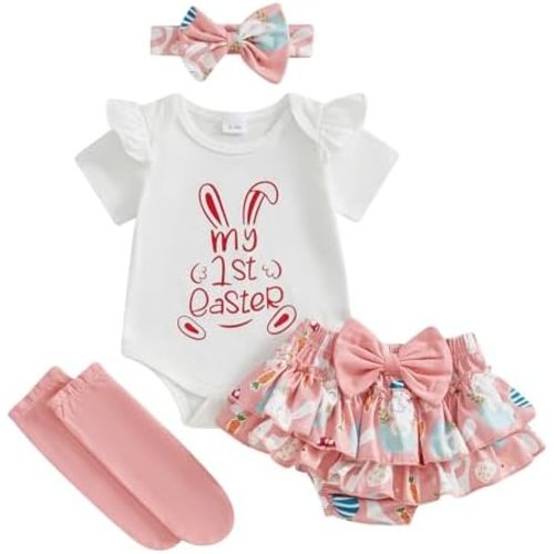 Baby Girl Turkey Romper Bodysuit Ruffle Tutu Shorts Bloomer My First Thanksgiving Outfit