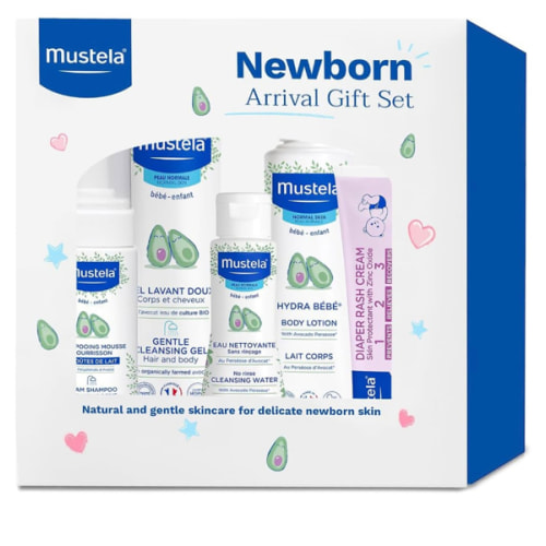 Mustela Newborn Arrival Gift Set - Baby Skincare & Bath Time Essentials - Natural & Plant Based - 5 Items Set