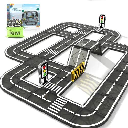 Magnetic Tiles Road Expansion Pack, STEM Magnet Building Blocks for Toddler Kids Toys, Montessori Educational Toys for 3+ Year Old Boys & Girls, Creative Toy Gifts for Kids