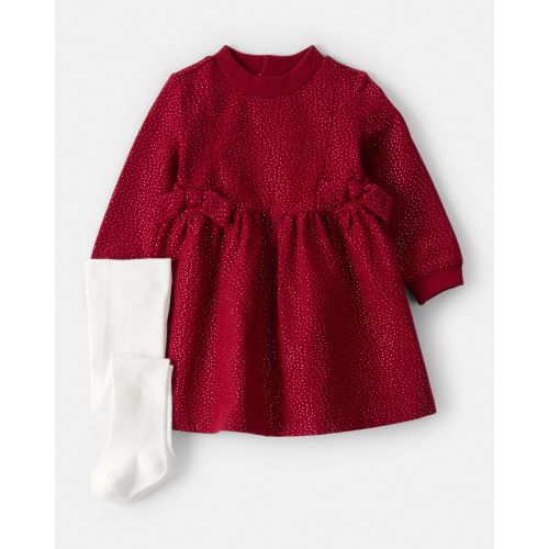 Baby Girl DayDream Fleece Bow Glitter Dress Set - Red | Carter's
