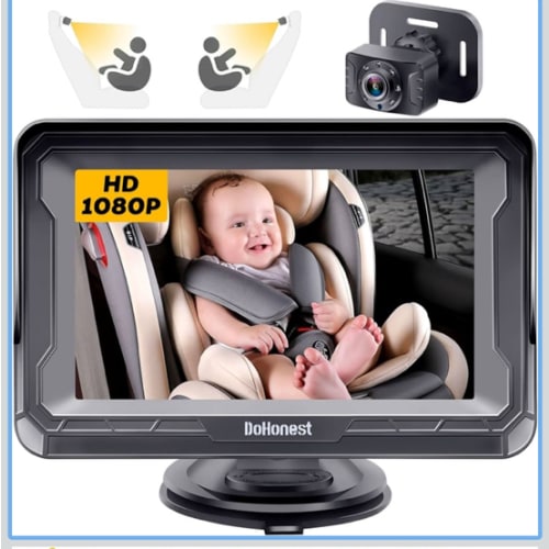 DoHonest Baby Car Camera HD 1080P - Rear-Facing Car Baby Monitor with Night Vision, Adjustable View Angle, Easy Setup, Anti-Glare Display, Safety for Kids & Infants