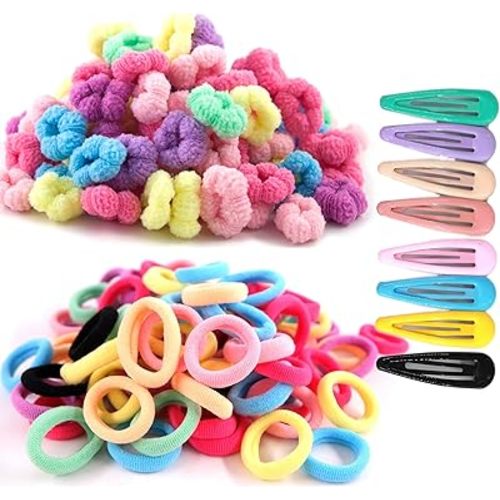 200pcs Toddler Hair Ties with Clips,Little Girl Hair Accessories