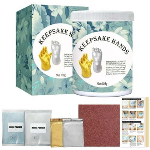 HOTBEST 3D Hand & Foot Print Mold Powder Plaster Casting Kit Handprint Footprint Keepsake Gift Baby Growth Memorial Baby Birthday Gift & Couple Souvenir for Love