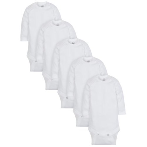 Wonder Nation Long Sleeve Bodysuits, 5-pack (Baby Boy or Baby Girl Unisex) - White - Newborn