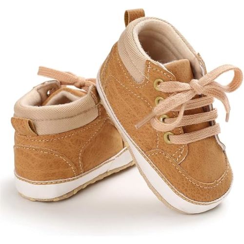 CENCIRILY Baby Boys Girls High Top Sneakers Soft Soles Anti Skid Infant Ankle Shoes Toddler Prewalker First Walking Crib Shoes