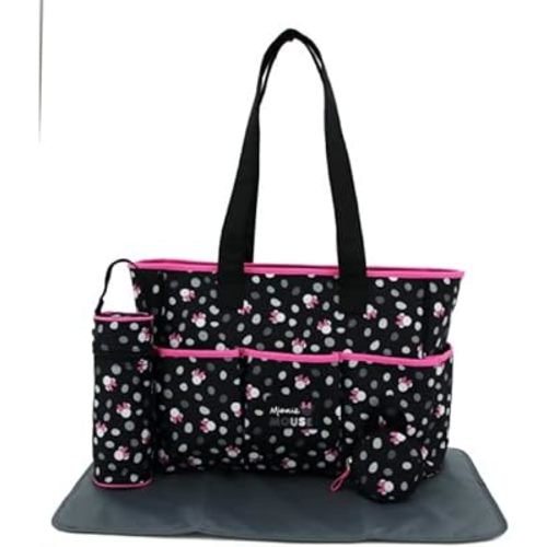 Disney Multi Piece Tote, Minnie Print 8 Pockets 4 Pcs