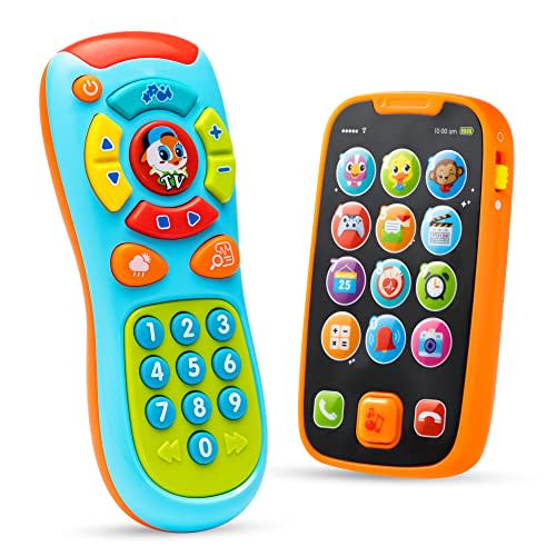 JOYIN Baby Learning Phone and Remote Toy for Toddler, Fun Smartphone Toys with Music for Infants, Boys or Girls, Holiday Stocking Stuffers, Kids Birthday Gift, Easter Basket Stuffers