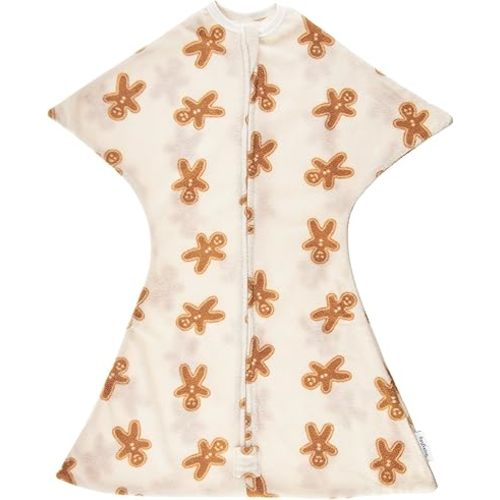 SleepingBaby Zipadee-Zip Transition Swaddle - Cozy Fleece Wearable Blanket with Two-Way Zipper for Baby Sleep - Cookies, Medium (6-12 Month)