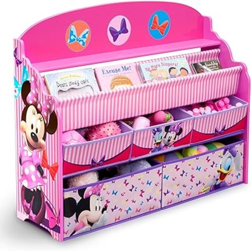 Delta Children Deluxe Book & Toy Organizer, Disney Minnie Mouse