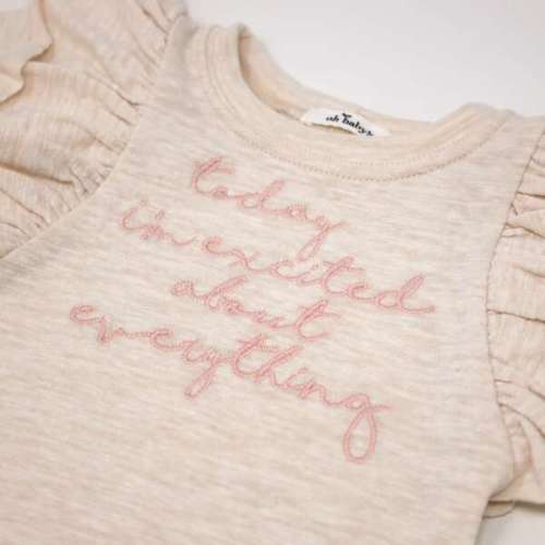 "today i'm..." Embroidery Butterfly Slub Tee, Sand Heather - Oh Baby! | Maisonette