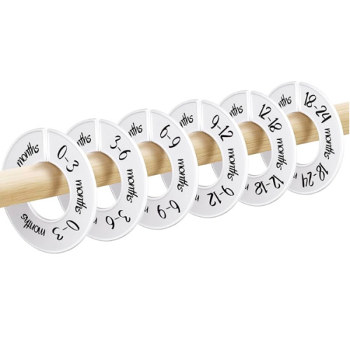 Pro Goleem Baby Closet Dividers Unisex Baby Closet Organizer for Nursery Baby Clothes Size Age Dividers Fits 1.5" Rod 6 PCS