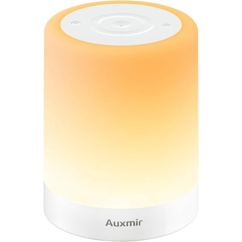 Auxmir Night Light for Kids Baby, Dimmable Touch Lamp for Nursery, 11 RGB Colors 5 Brightness, Portable Rechargeable Bedside Table Lamp for Nightstand, Kids Night Light for Bedroom Living Room, White