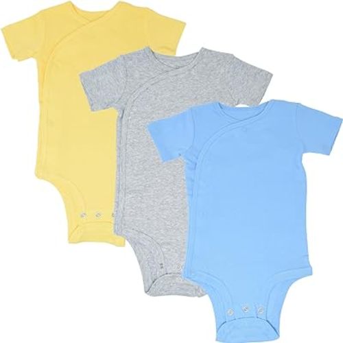 Cozeeme Baby Boy/Girl 3 Pack Short Sleeve Side Snap Grow with Me Bodysuit