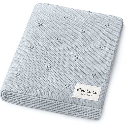 100% Luxury Organic Cotton Pointelle Knit Baby Quilt Blanket for Boys – Refined Lightweight Heirloom Nursery Essential (Pointelle - Powder Blue)
