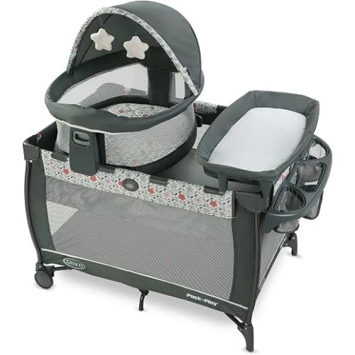 Graco® Pack ’n Play Travel Dome LX Playard – Raised Portable Bassinet, UV‑50 Canopy, Changer & Storage, Annie