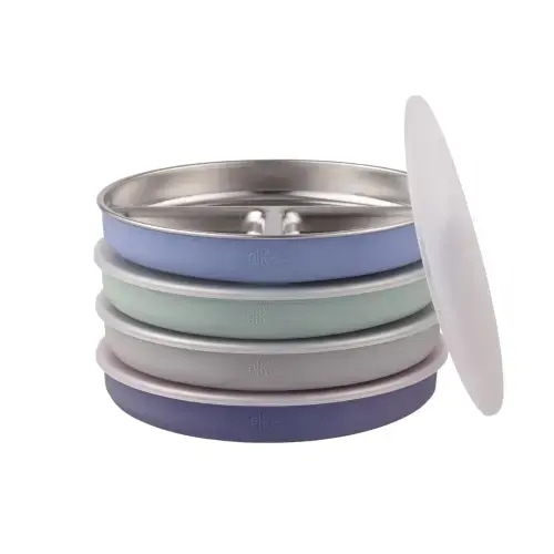 7.8" Stainless Steel Divided Plates with Silicone Sleeves