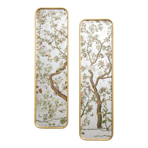Antique Gold Tree and Doves Wall Mirror 2 Piece