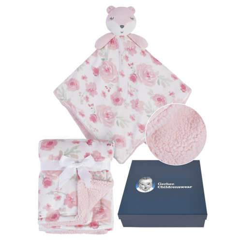Gerber Baby Boy or Girl Unisex Super Soft Plush Blanket & XL Security Blanket Set with Gift Box, 2-Piece