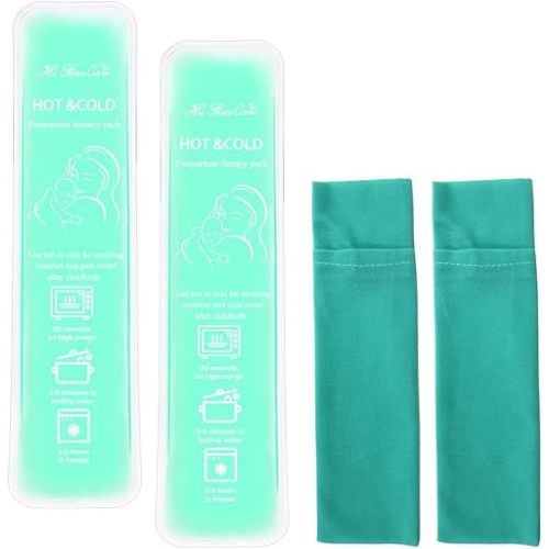 Postpartum Ice Pack, Hot and Cold Pads for After Delivery Essentials, Gel Cooling Pad, Fast Pain Relief Convenient for Perineal Recovery Helps Reduce Swelling (Green, MomKid Pattern)