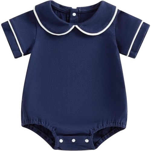 Balaflyie Bubble Romper Baby Boy Girl Cotton Collar Bodysuit Oversize T-shirt Romper Infant Top
