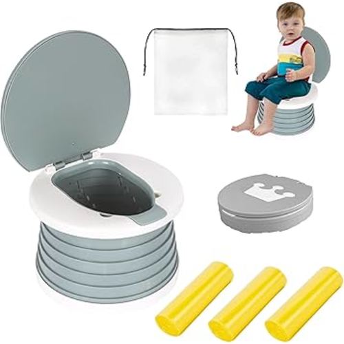 SunnySmile portable, foldable potty seat for toddler, Training Toilet Seat Emergency Toilet for Car, Camping, Outdoor, indoor (grey, small)